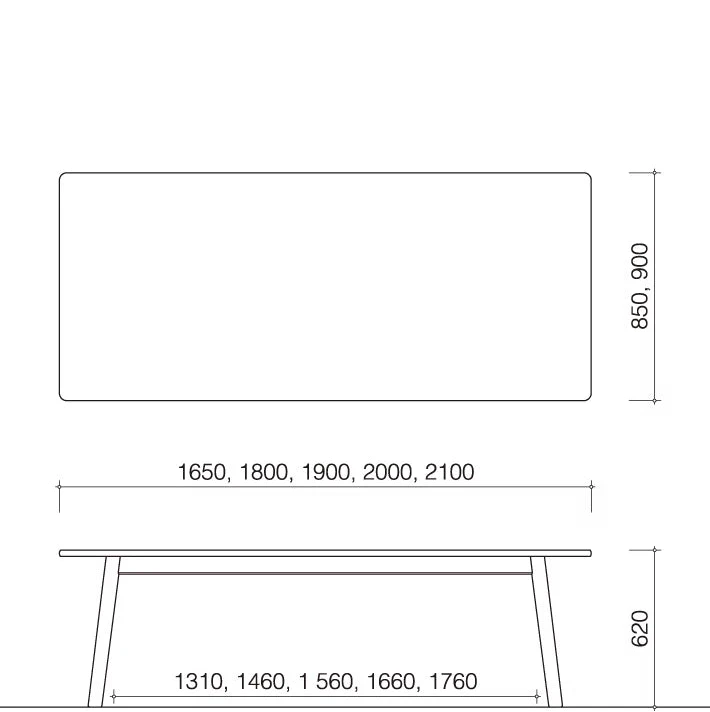 SPREAD dining table square 210cm